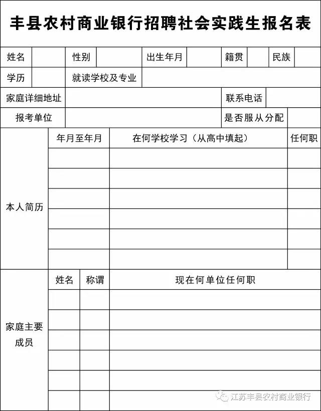 2017年丰县农商银行寒假大学生社会实践招聘公告