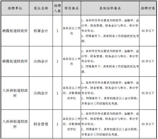 2018年南京市栖霞区街道财政所招聘简章