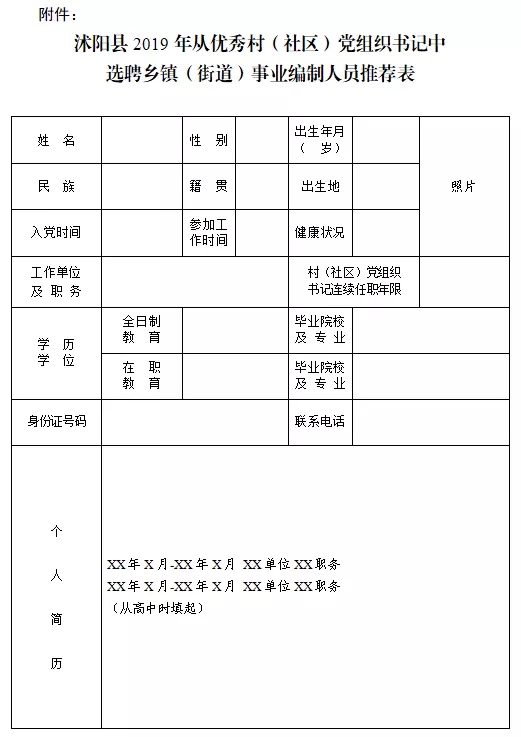 2019年宿迁沭阳县选聘乡镇（街道）事业编制人员简章