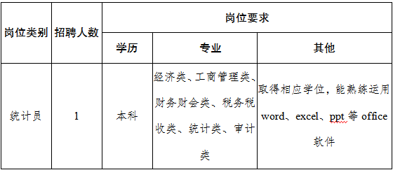 统计员1名（劳务派遣）。